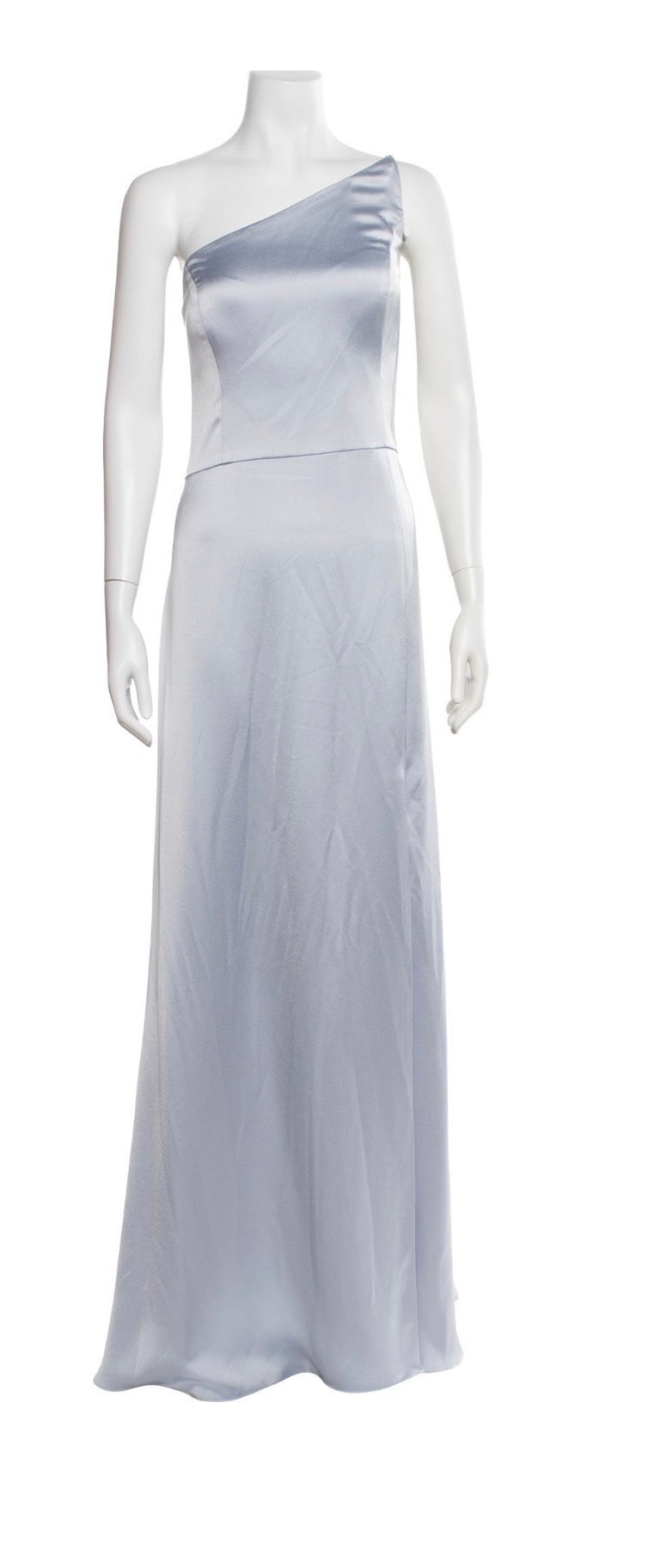 Jenny Yoo Jensen One-Shoulder Satin Gown – Ice Blue
