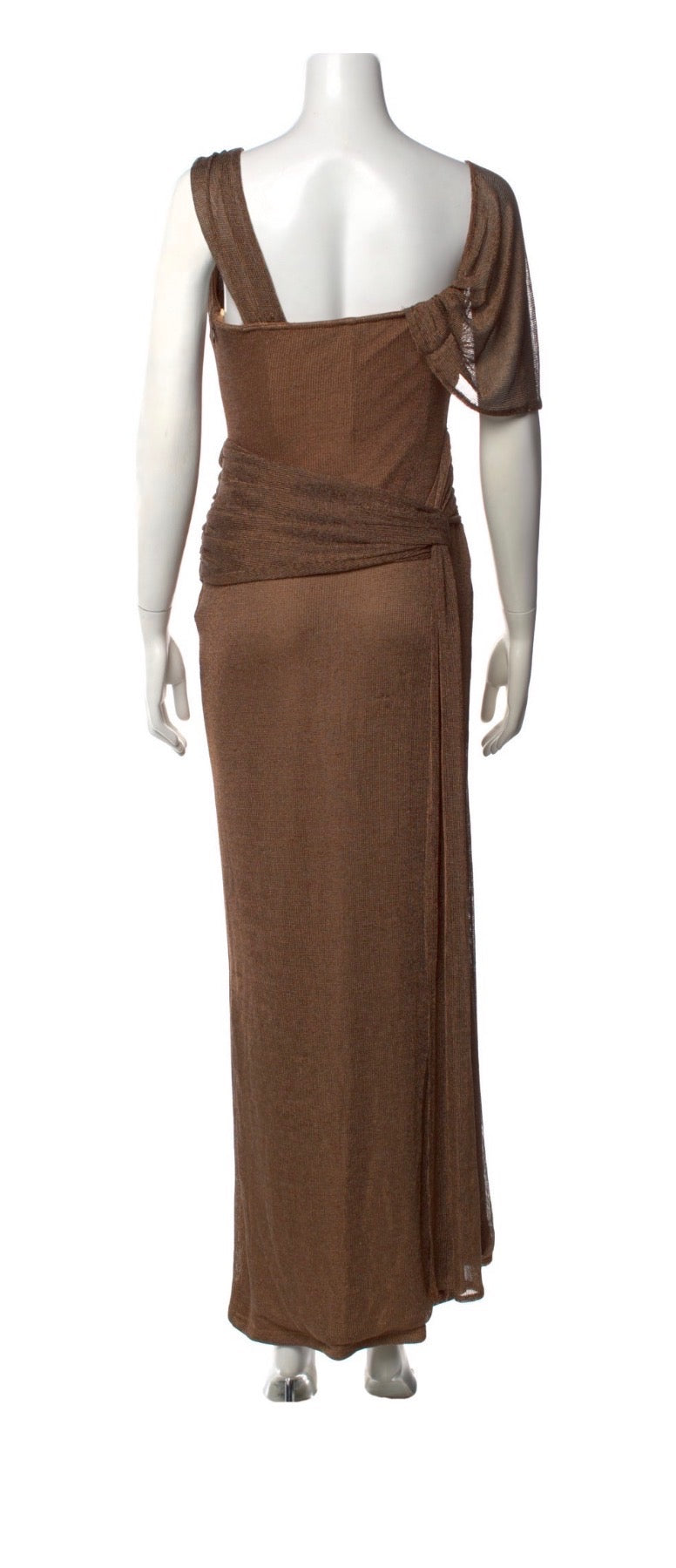 JLUXLABEL Bronze Draped Metallic Maxi Dress