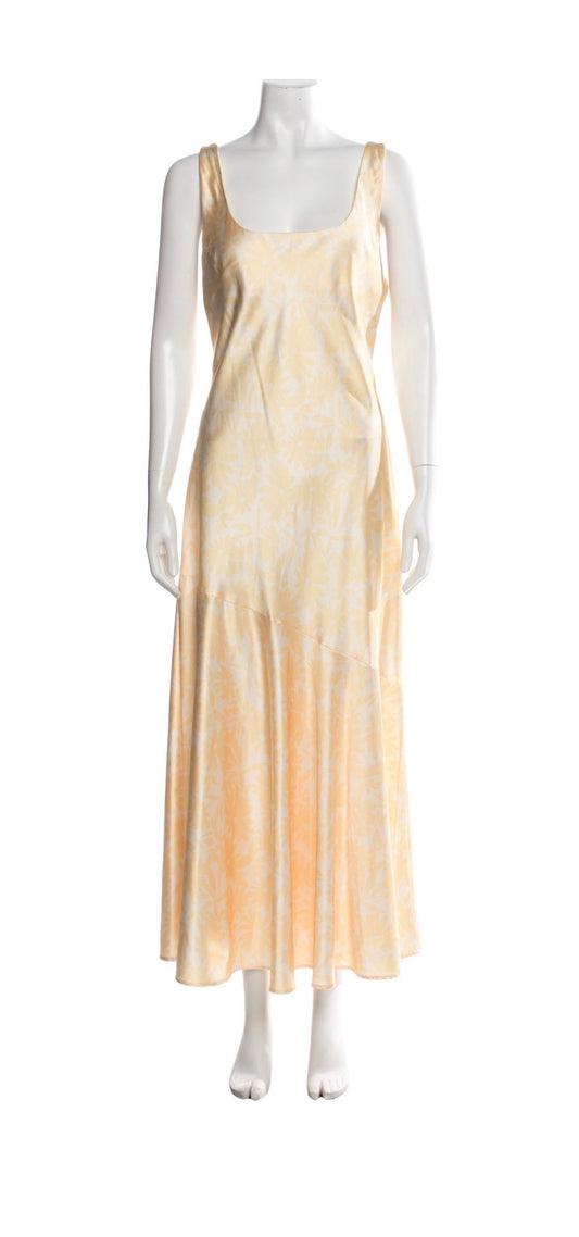Significant Other Butter Yellow Floral Satin Maxi Dress