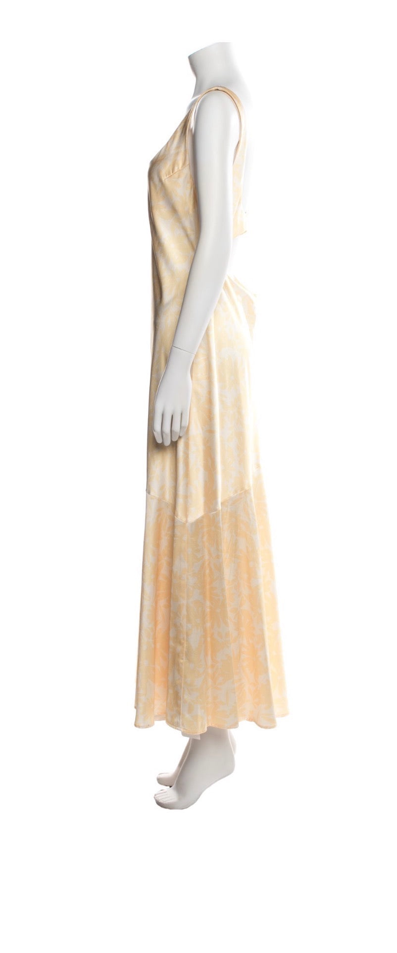 Significant Other Butter Yellow Floral Satin Maxi Dress