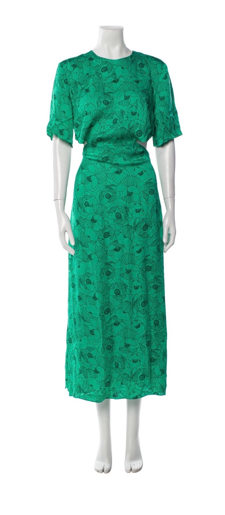 The Kooples Green Floral Cutout Long Dress