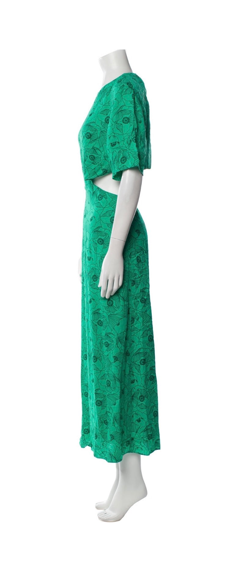 The Kooples Green Floral Cutout Long Dress