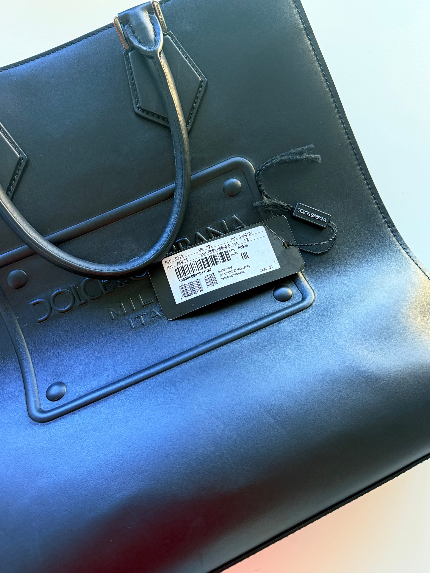 Dolce & Gabbana Calf Skin Leather logo-debossed tote bag Like New