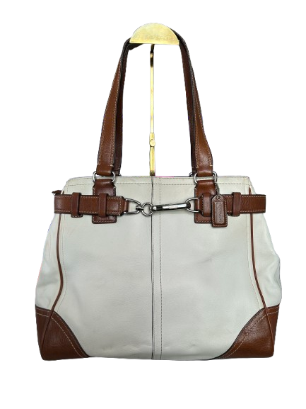 Coach Cream & Brown Leather Tote