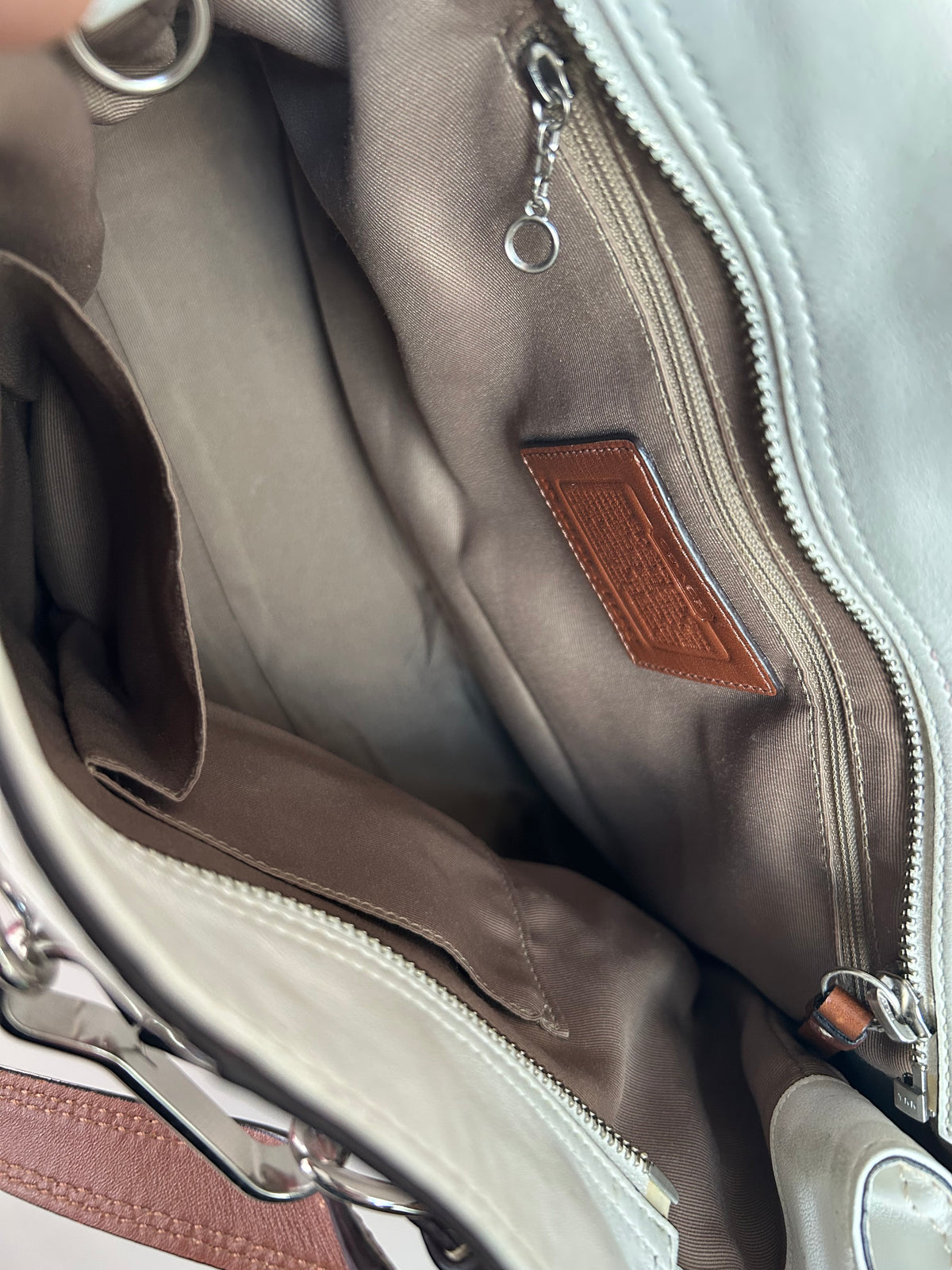 Coach Cream & Brown Leather Tote