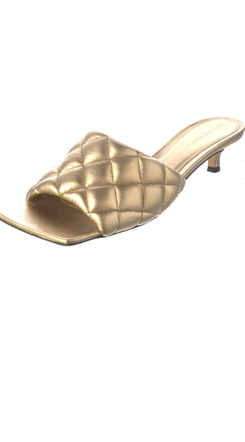Bottega Veneta Gold Reflect Matelass Padded Sandal