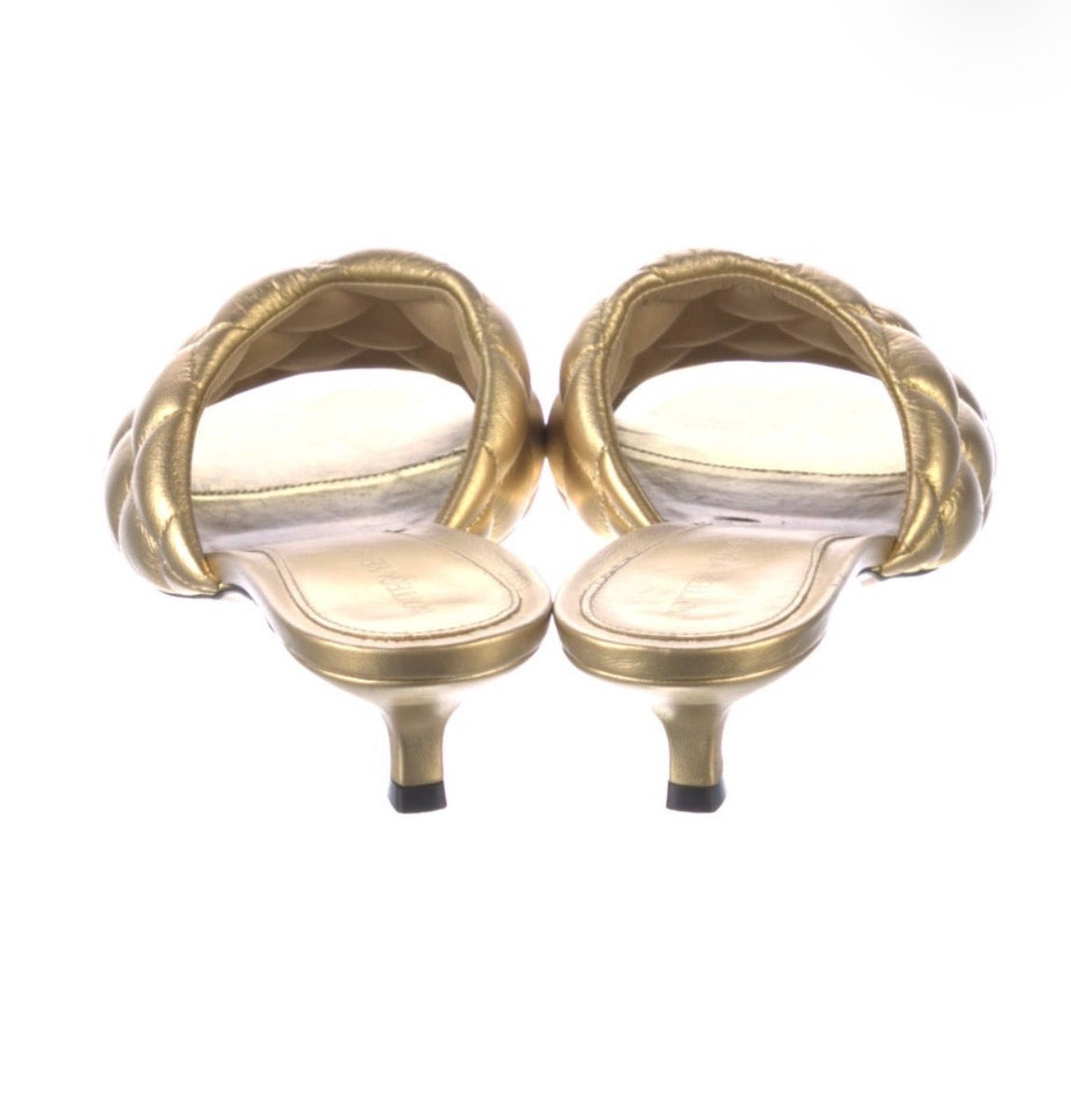 Bottega Veneta Gold Reflect Matelass Padded Sandal