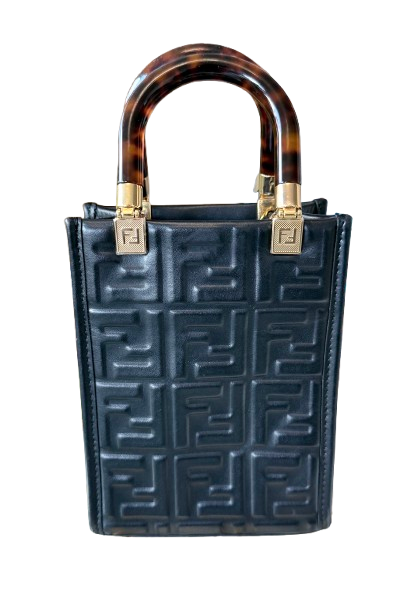 Mini Fendi Sunshine Shopper Tote Black