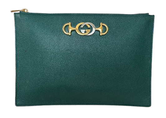 Gucci Zumi Leather Zip Pouch Clutch