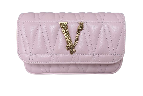 Versace Virtus Quilted Leather Shoulder Bag – Light Pink