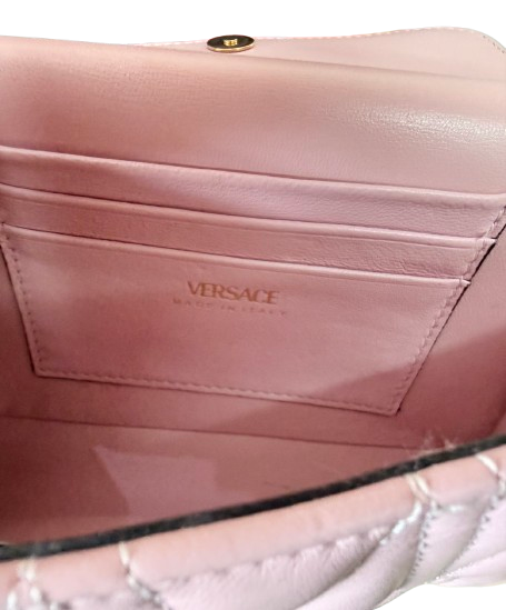 Versace Virtus Quilted Leather Shoulder Bag – Light Pink