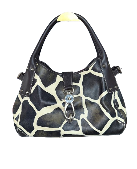 Dooney & Bourke Black & Cream Giraffe Print Hobo Bag