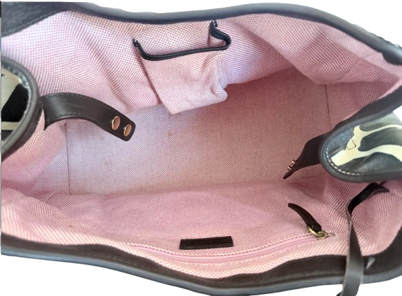 Dooney & Bourke Black & Cream Giraffe Print Hobo Bag