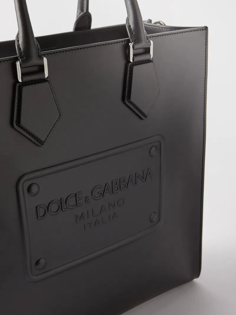 Dolce & Gabbana Calf Skin Leather logo-debossed tote bag Like New